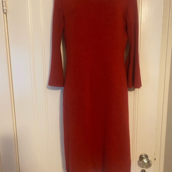 Talbots Dresses Talbots Xs Pure Merino Wool Dress Flare Sleeves Bodice Lightly Hugs The